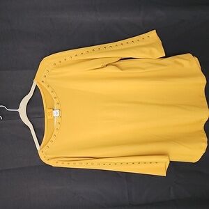 Ruby Rd. Mustard Top With Metal Accents